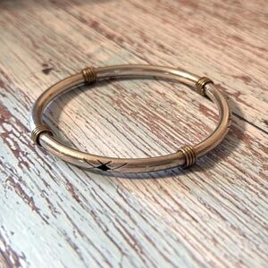 Vintage Taxco Mexico 925/Brass Mexico star cutout bangle bracelet TH-32, 8"